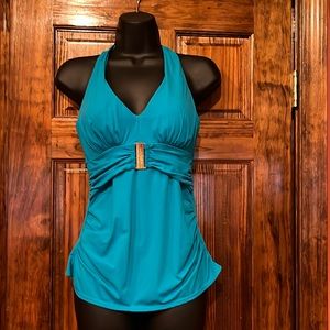 NWOT Teal Spanx Tankini Halter Top